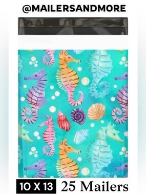 25 10X13 Poly Mailers Sea horses Shipping Envelopes Bags PRICE IS FIRM